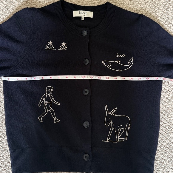 Sea New York Demi French Workwear Knit Cardigan sz M - Picture 9 of 9